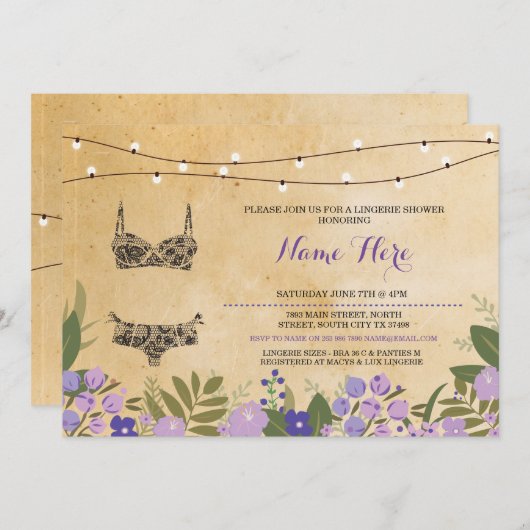 Invitation de la partie de bachelorette de douche  (Devant / Derrière)