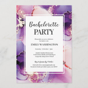 Invitation de la partie de bachelorette d'or pourp