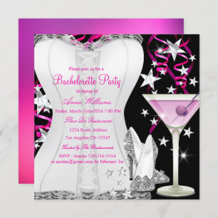 Invitation de la partie de bachelorette noire Lace