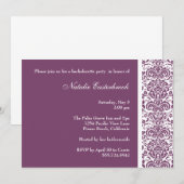 Invitation de la partie de bachelorette pourpre Da (Devant / Derrière)