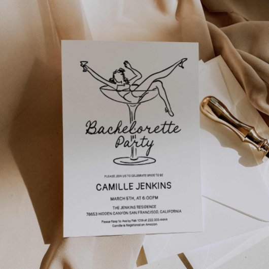 Invitation de la partie de bachelorette rétro tiré