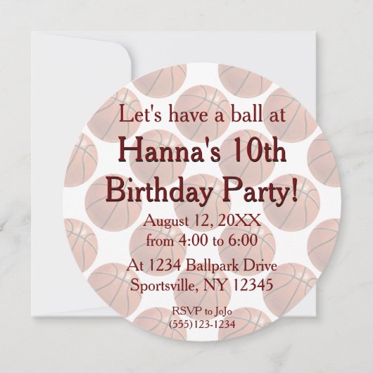 Invitation de la partie de basket-ball (Dos)