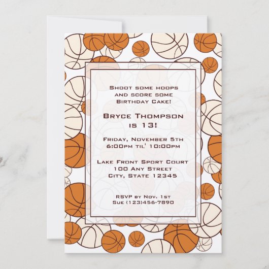 Invitation de la partie de basket-ball (Devant)