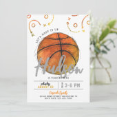Invitation de la partie de basket-ball d'aquarelle (Debout devant)