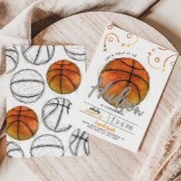 Invitation de la partie de basket-ball d'aquarelle