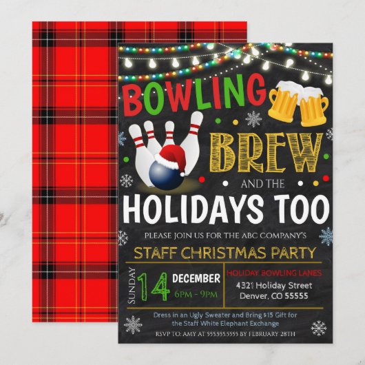 Invitation de la partie de bowling (Devant / Derrière)