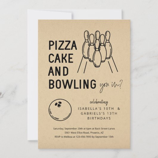 Invitation de la partie de bowling (Devant)