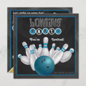 Invitation de la partie de Bowling Blue (Devant / Derrière)