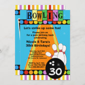 Invitation de la partie de bowling d'anniversaire  (Devant / Derrière)