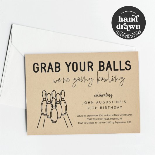 Invitation de la partie de Bowling pour adultes