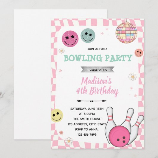 Invitation de la partie de bowling super (Devant / Derrière)