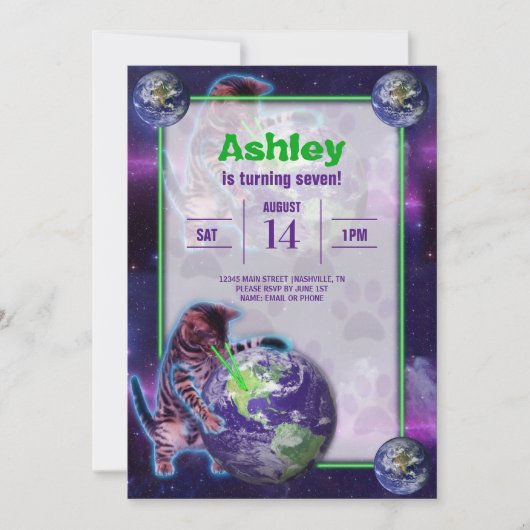 Invitation de la partie de chat laser Planet (Devant)