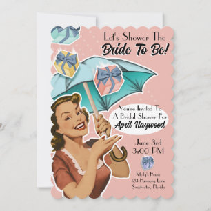 Invitation de la partie de douche à parapluie vint