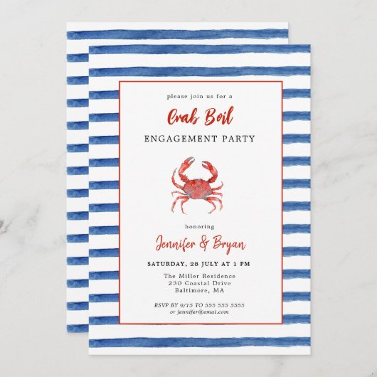 Invitation de la partie de fiançailles Crab Bot (Devant / Derrière)