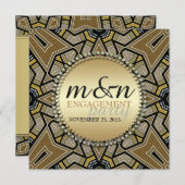 Invitation de la partie de fiançailles d'or Art Dé (Devant / Derrière)