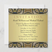 Invitation de la partie de fiançailles d'or Art Dé (Dos)