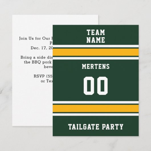 Invitation de la partie de football Green & Gold (Devant / Derrière)