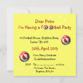 Invitation de la partie de football rouge et blanc (Dos)