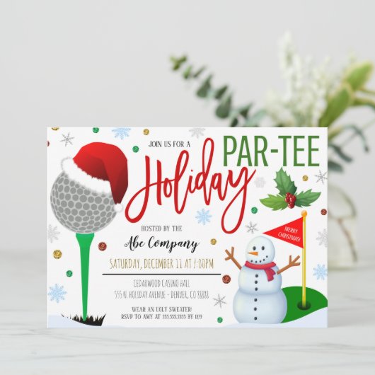 Invitation de la partie de golf de vacances (Debout devant)