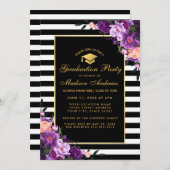 Invitation de la partie de graduation à rayures d' (Devant / Derrière)