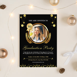 Invitation de la partie de graduation Black & Gold