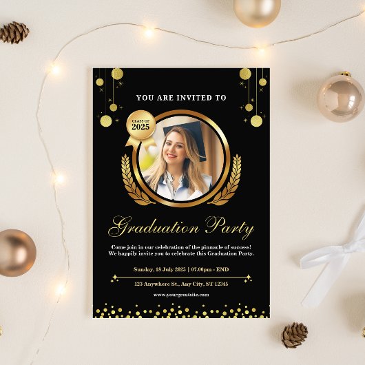 Invitation de la partie de graduation Black & Gold