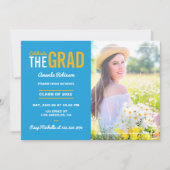 Invitation de la partie de graduation bleu et or (Devant)