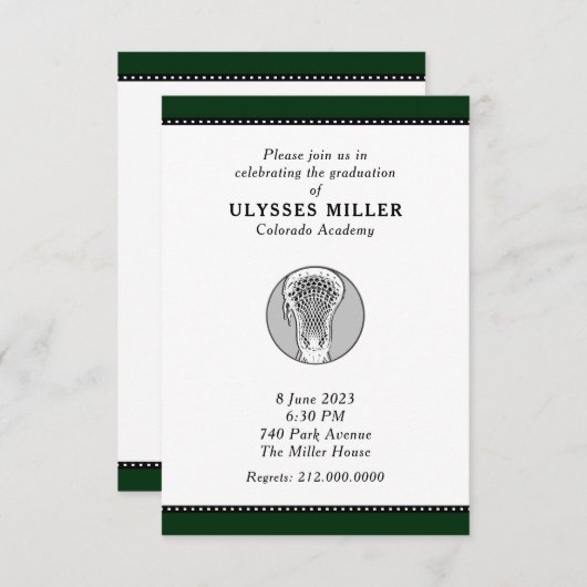 Invitation de la partie de graduation de crosse (Devant / Derrière)