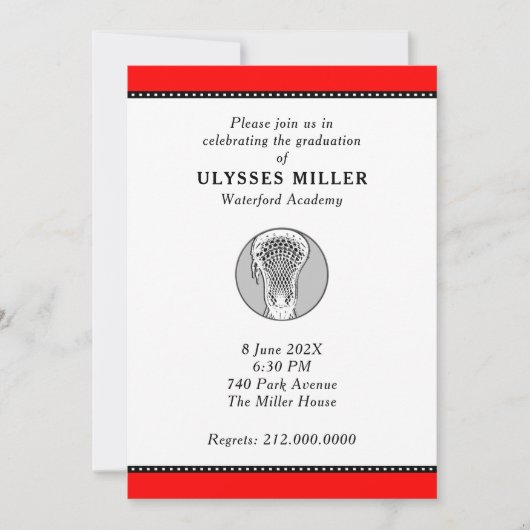 Invitation de la partie de graduation de crosse (Devant)