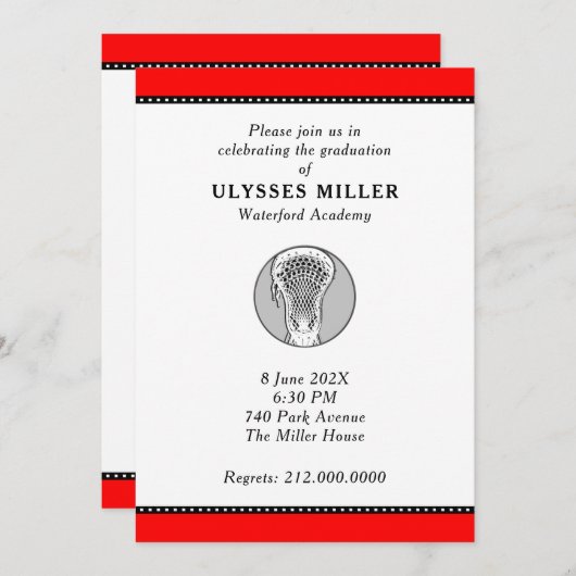 Invitation de la partie de graduation de crosse (Devant / Derrière)