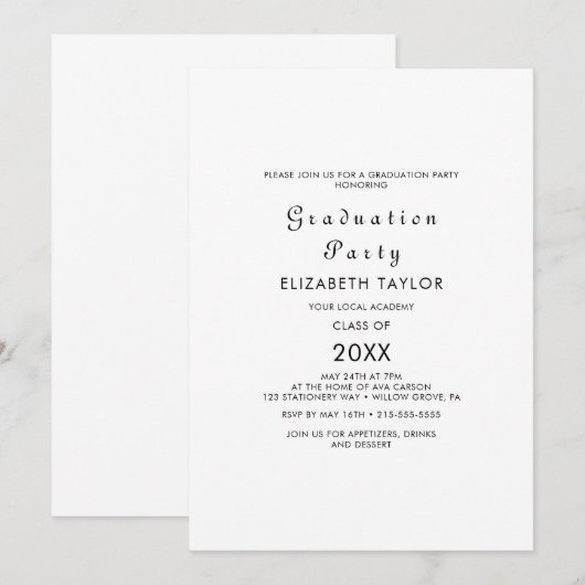 Invitation de la partie de graduation de script mo (Devant / Derrière)