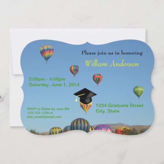 Invitation de la partie de graduation des ballons  (Devant)