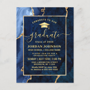 Invitation de la partie de graduation en bleu de l