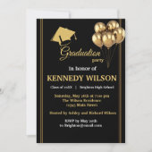 Invitation de la partie de graduation en or noir m (Devant)