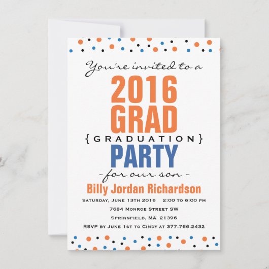 Invitation de la partie de graduation moderne 2016 (Devant)
