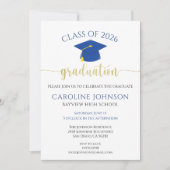 Invitation de la partie de graduation moderne bleu (Devant)