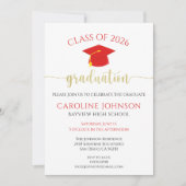 Invitation de la partie de graduation moderne roug (Devant)