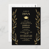 Invitation de la partie de graduation Noir doré mo (Devant / Derrière)