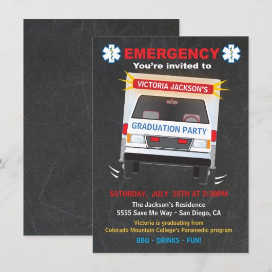 Invitation de la partie de graduation paramédic ou (Devant / Derrière)
