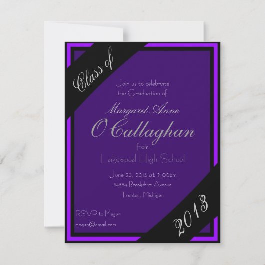 Invitation de la partie de graduation pourpre (Devant)