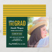 Invitation de la partie de graduation verte et or (Devant / Derrière)