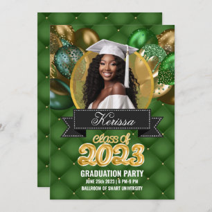 Invitation de la partie de graduation verte et or