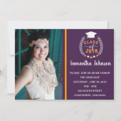 Invitation de la partie de graduation violet et or (Devant)