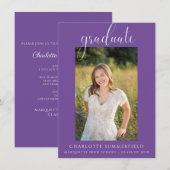 Invitation de la partie de graduation violette (Devant / Derrière)