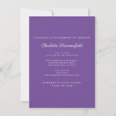 Invitation de la partie de graduation violette (Dos)