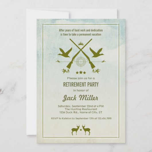 Invitation de la partie de la chasse à la retraite (Devant)