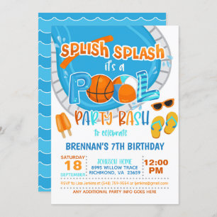 Invitation de la partie de la piscine de basket-ba