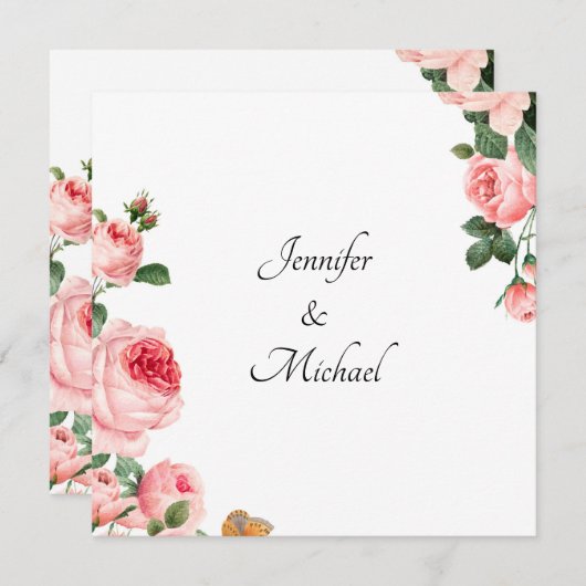 Invitation de la partie de l'engagement Rose (Devant / Derrière)