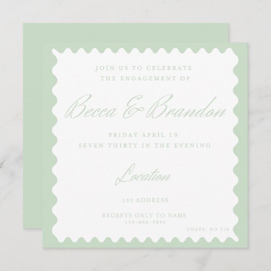 Invitation de la partie de l'engagement vert minim (Devant / Derrière)