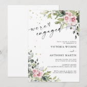 Invitation de la partie de l'engagement vert rose (Devant / Derrière)